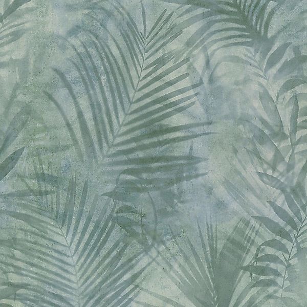 PROFHOME 374111-GU Natur Tapete Palmen Matt Grün Blau Grau 0,53 m x 10,05 m günstig online kaufen