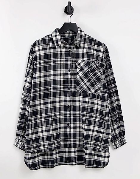 ASOS DESIGN – Oversize-Hemdjacke in schwarzweiß kariert-Mehrfarbig günstig online kaufen