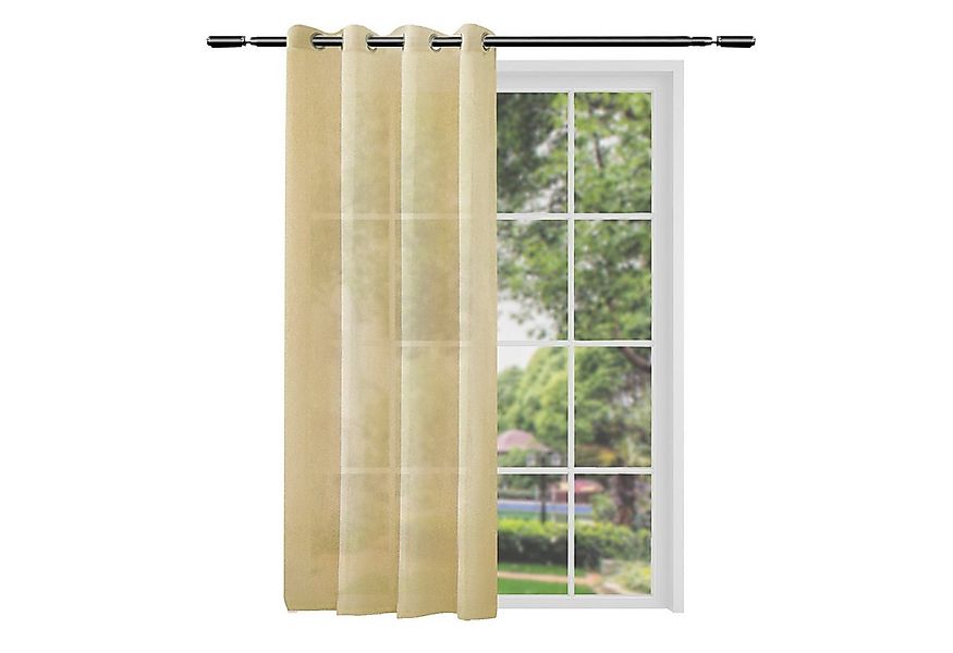 Woltu Gardine (1 St), Ösen, halbtransparent, mit Ösen Leinen Optik Ösenscha günstig online kaufen