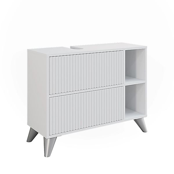 Vicco Waschbeckenunterschrank Leano Weiß 80 x 62 cm mit 2 Schubladen günstig online kaufen