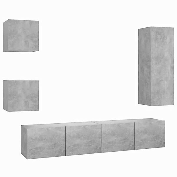 furnicato TV-Schrank 5-tlg. TV-Schrank-Set Betongrau Holzwerkstoff (1-St) günstig online kaufen