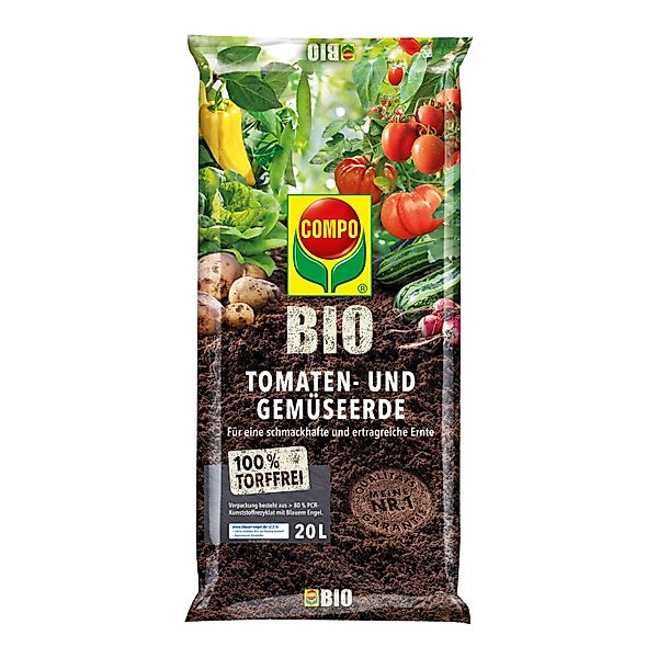 Compo Bio Tomaten- und Gemüseerde Torffrei 20 L günstig online kaufen