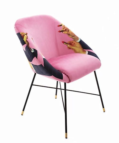 Gepolsterter Sessel Toiletpaper textil rosa / Lipsticks - Seletti - Rosa günstig online kaufen