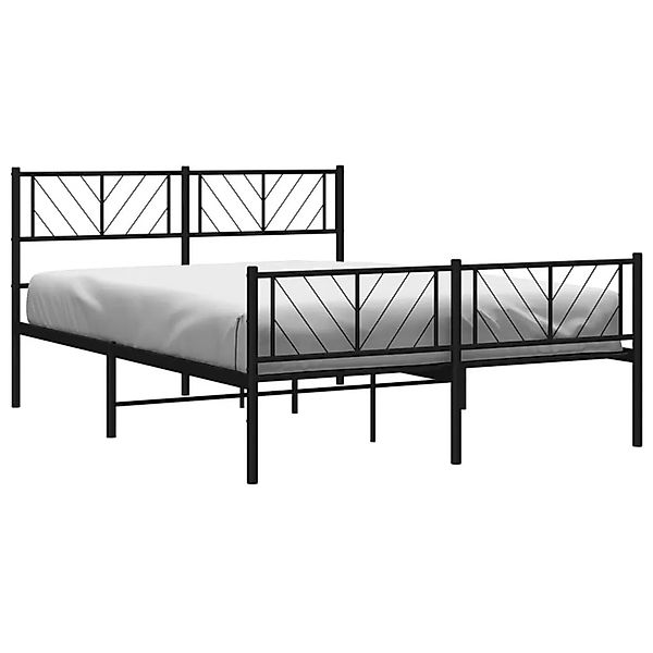 vidaXL Bettgestell mit Kopf- und Fußteil Metall Schwarz 140x200 cm 372198 günstig online kaufen