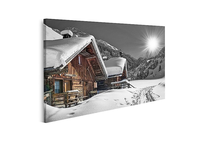 islandburner Leinwandbild Bild auf Leinwand Winter Ski Chalet Hütte Schnee günstig online kaufen