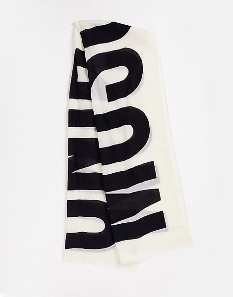 Moschino – Schal in Weiß mit großem Logo günstig online kaufen