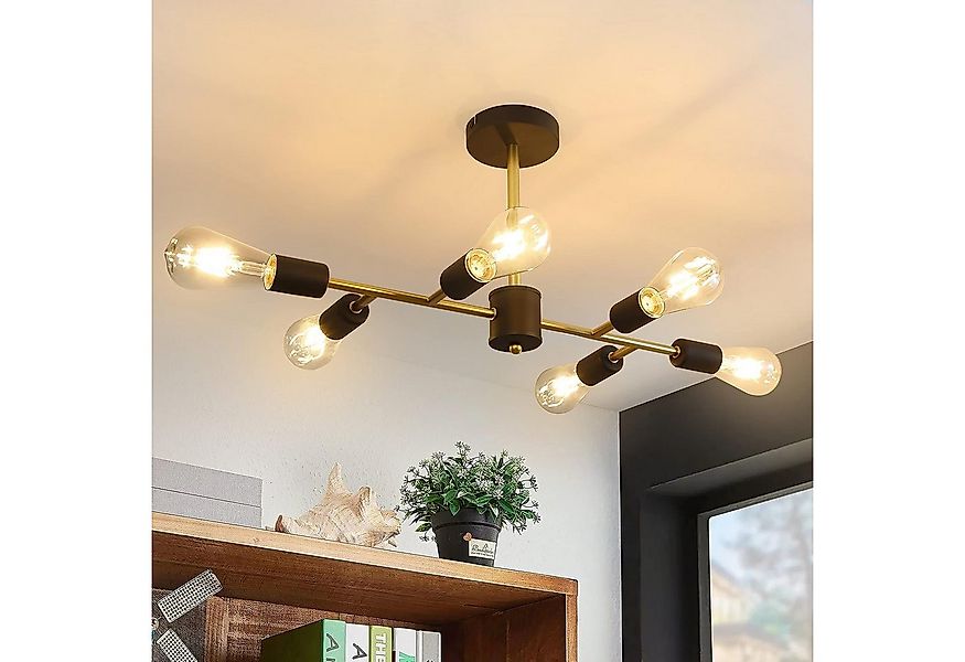 ZMH LED Deckenleuchte 3/6 Flammig Deckenstrahler Vintage E27 Schwarz-Gold S günstig online kaufen