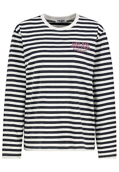SUBLEVEL Langarmshirt Damen Shirt mit Streifen und Print langarm, lockerer günstig online kaufen