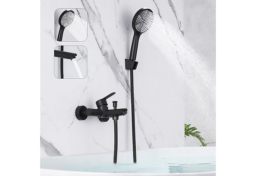 Nettlife Brausegarnitur Brausegarnitur Badewannenarmatur Schwarz/Nickel, Kl günstig online kaufen