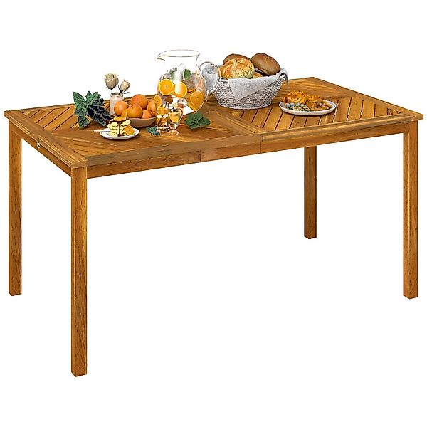 Outsunny Gartentisch Akazienholz 150L x 85B x 75H cm Naturholz günstig online kaufen