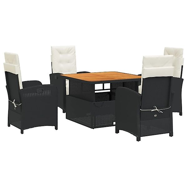 vidaXL 5-Tlg Garten-Essgruppe mit Kissen Schwarz Poly Rattan 3277318 günstig online kaufen