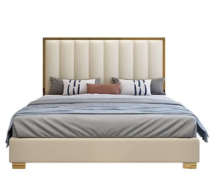 Xlmoebel Bett Bett Betten aus Holz und Leder mit Polsterung in Ehe-Design ( günstig online kaufen