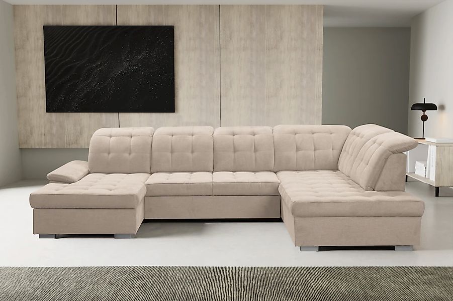 WERK2 Wohnlandschaft "Kordula-New Multifunktion Couch, Breite 332cm, U-Form günstig online kaufen
