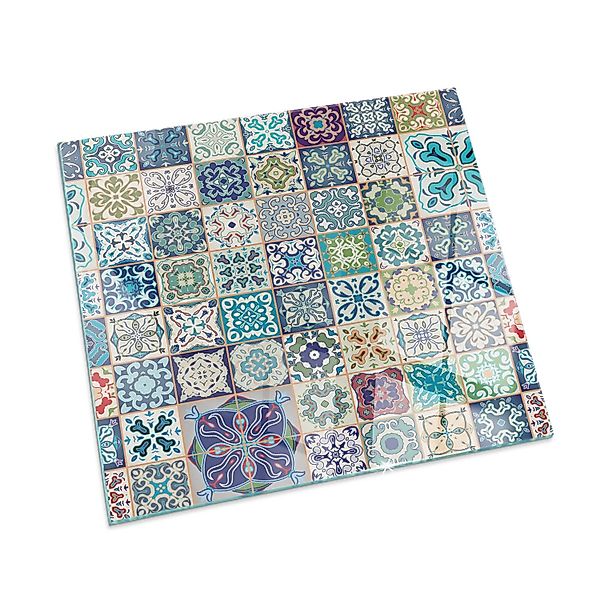 Tulup Glasplatte für Kamin Mosaikmuster auf Fliesen Kamin Glasplatte Quadra günstig online kaufen