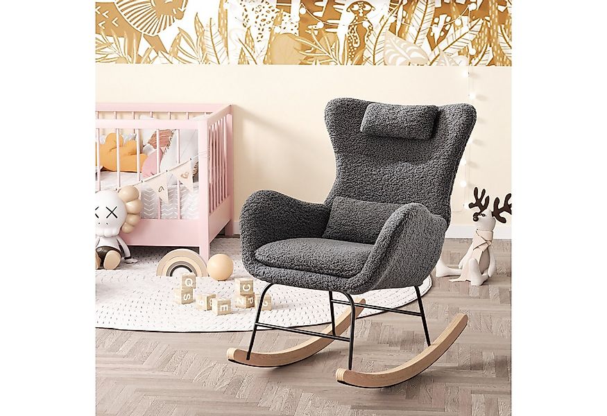 HAUSS SPOLE Schaukelstuhl Relaxsessel Polsterstuhl mit Kopfstütze, Lendenki günstig online kaufen