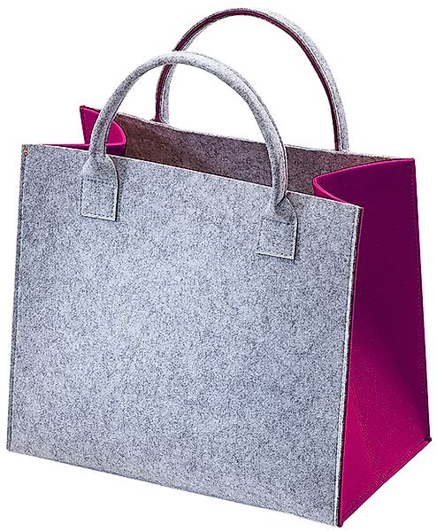 Kobolo Einkaufsshopper Filztasche hellgrau mit pinken günstig online kaufen