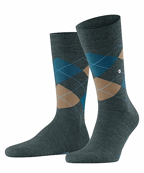 Burlington Edinburgh Melange Herren Socken, 40-46, Grün, Argyle, Schurwolle günstig online kaufen