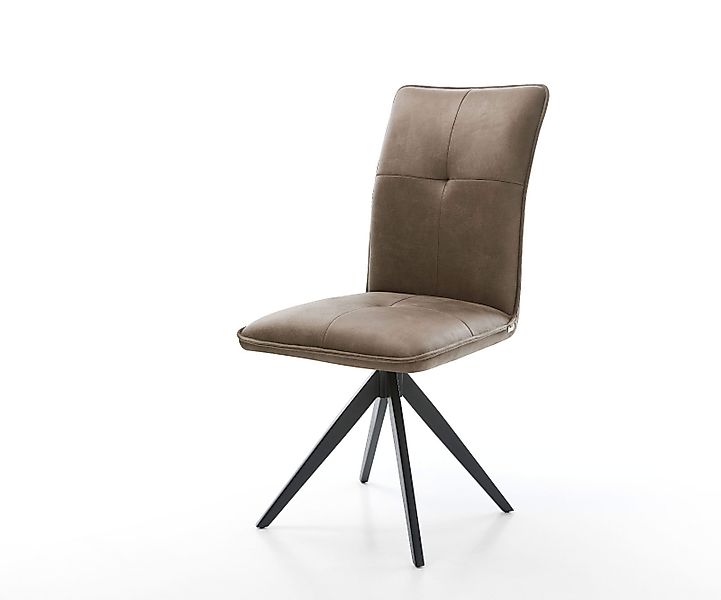 Esszimmerstuhl Maddy-Flex Mikrofaser Taupe Vintage Kreuzgestell kantig Schw günstig online kaufen