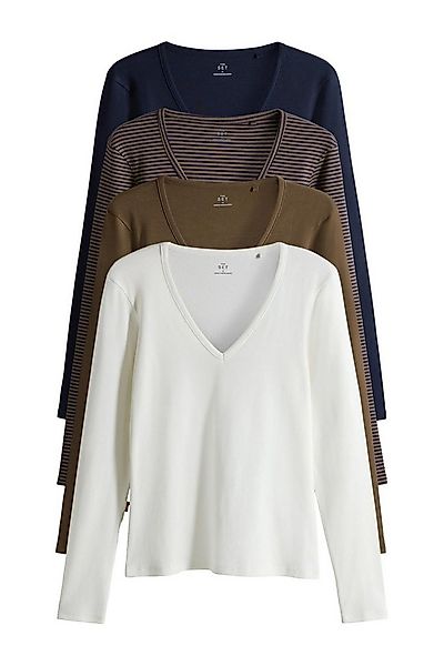 The Set Langarmshirt The Set Langarmshirts mit V-Ausschnitt, 4er-Pack (4-tl günstig online kaufen