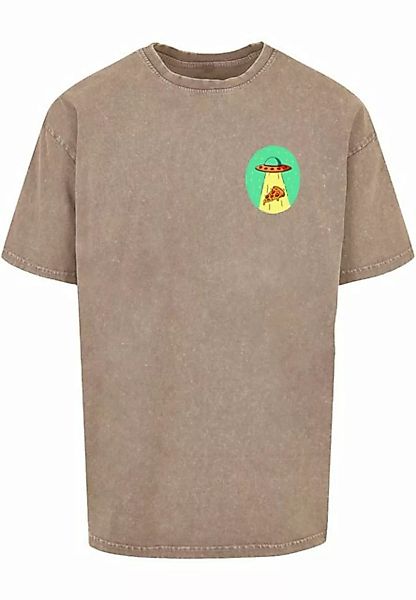 MisterTee T-Shirt MisterTee Herren Ufo Pizza Acid Washed Heavy Oversize Tee günstig online kaufen