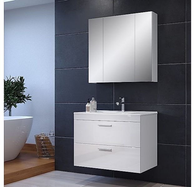 trendteam Badezimmer-Set Devon, Badmöbel Spiegelschrank Waschbeckenuntersch günstig online kaufen