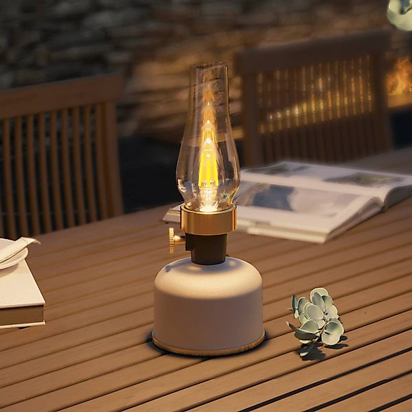 Calex LED-Akku-Tischleuchte Lavinio, sand, Laterne, Dimmer günstig online kaufen