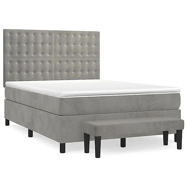 vidaXL Boxspringbett mit Matratze Hellgrau 140x190 cm Samt1399497 günstig online kaufen