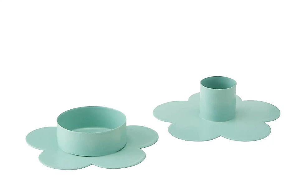 HOME STORY Kerzenhalter Blume  2er Se   ¦ türkis/petrol ¦ Metall ¦ Maße (cm günstig online kaufen