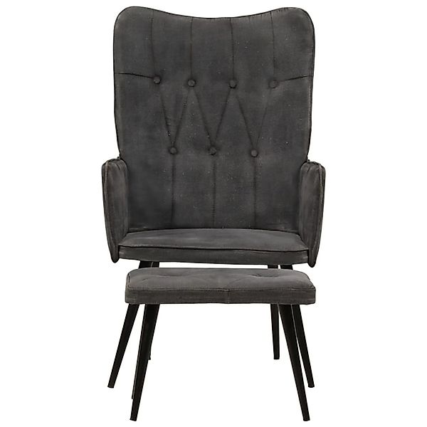 vidaXL Ohrensessel mit Hocker Schwarz Vintage Canvas günstig online kaufen