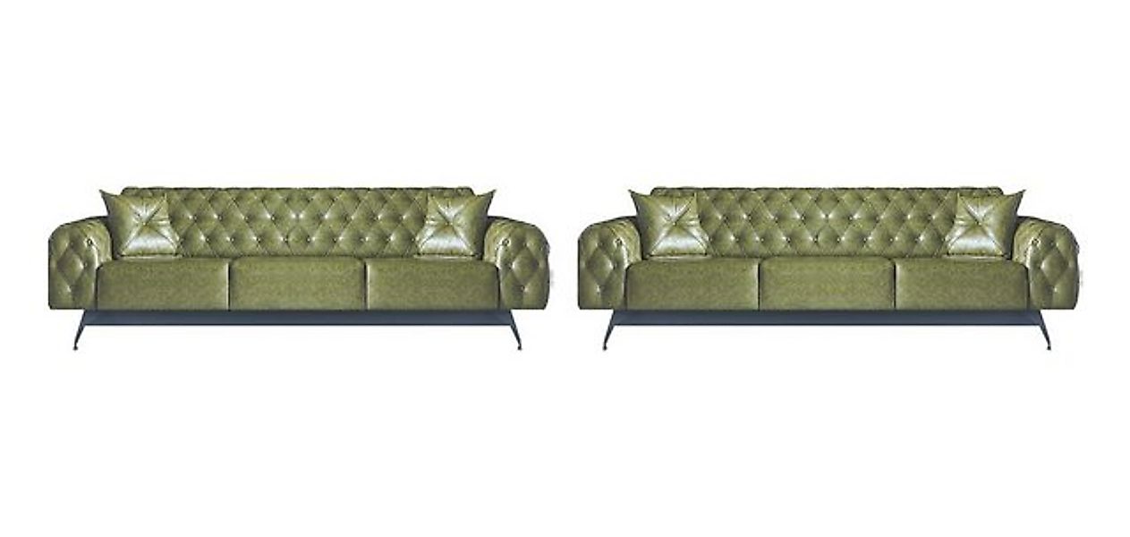 JVmoebel 3-Sitzer Sofagarnituren Chesterfield Sofa-Set 3-Sitzer Sofas Grün günstig online kaufen