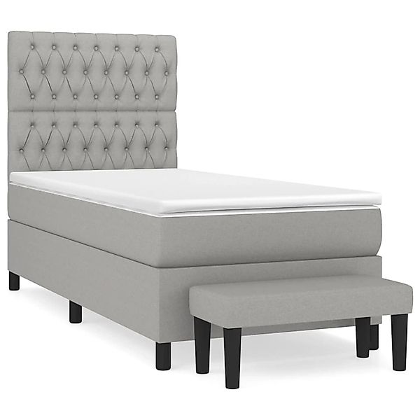 vidaXL Boxspringbett mit Matratze Hellgrau 90x190 cm Stoff1377623 günstig online kaufen