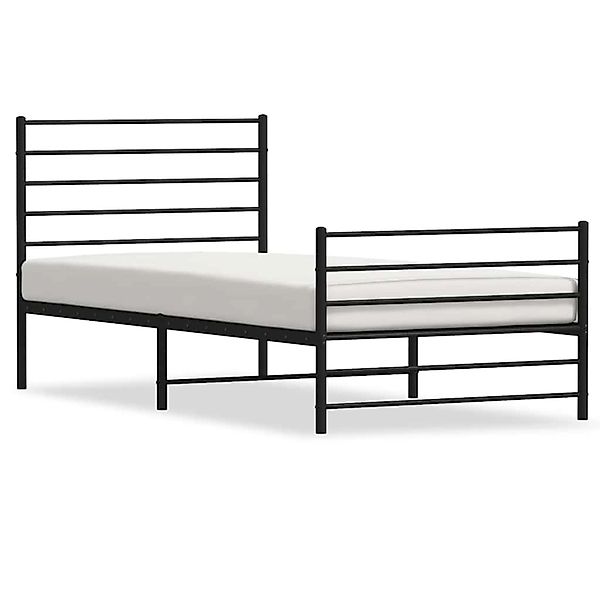 vidaXL Bettgestell mit Kopf- und Fußteil Metall Schwarz 100x200 cm 352332 günstig online kaufen
