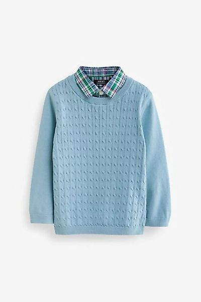 Next 2-in-1-Pullover Zopfstrickpullover mit angedeutetem Hemd (1-tlg) günstig online kaufen