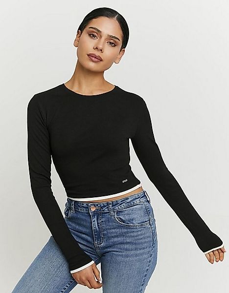 Tally Weijl Langarmshirt STSCOCUFFA Baumwollmischung, Basic Shirt, bauchfre günstig online kaufen