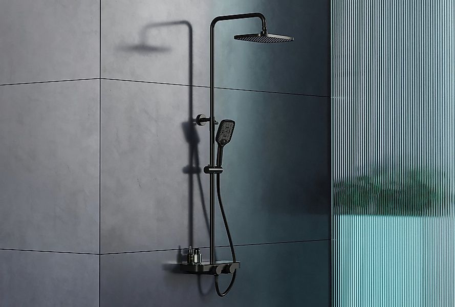 Bernstein Duschsystem BS371, Schwarz matt - inkl. Duschkopf und Handbrause günstig online kaufen