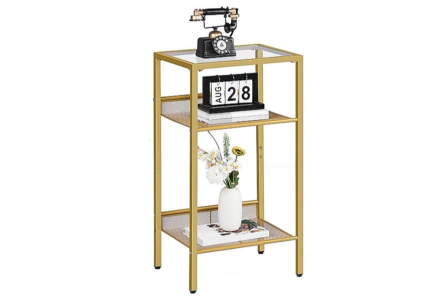 Hoobro Beistelltisch Gold (3 Ebenen mit gehärtetem Glas & Metallrahmen, mod günstig online kaufen
