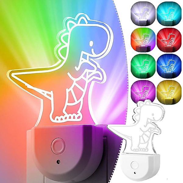 MUPOO Steckdosenleuchte Dynamisches RGB Regenbogen, Dinosaurier, günstig online kaufen
