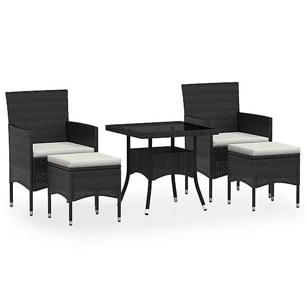 vidaXL 5-tlg Garten-Essgruppe Poly Rattan und Hartglas Schwarz Modell 1 günstig online kaufen