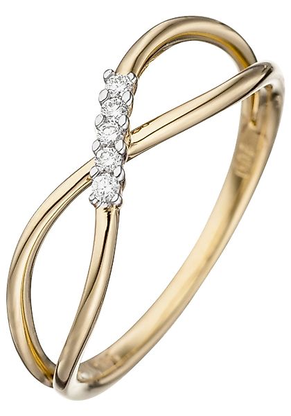 JOBO Diamantring, 585 Gold mit 5 günstig online kaufen