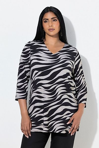 Ulla Popken T-Shirt Slinky-Shirt Wellen A-Linie V-Ausschnitt 3/4-Arm günstig online kaufen