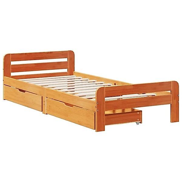 vidaXL Massivholzbett ohne Matratze Wachsbraun 75x190 cm Kiefernholz 330906 günstig online kaufen