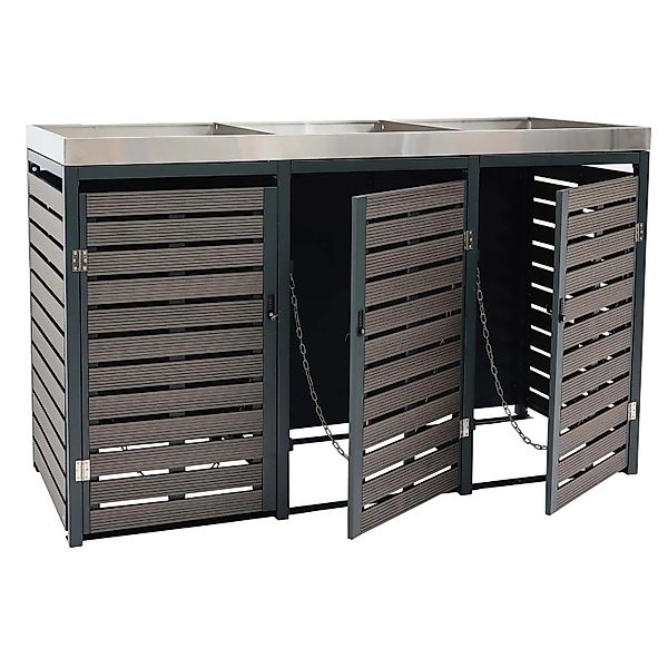 Proregal 3er Mülltonnenverkleidung Mit Pflanzkasten HxBxT 124x200x84 cm Ant günstig online kaufen