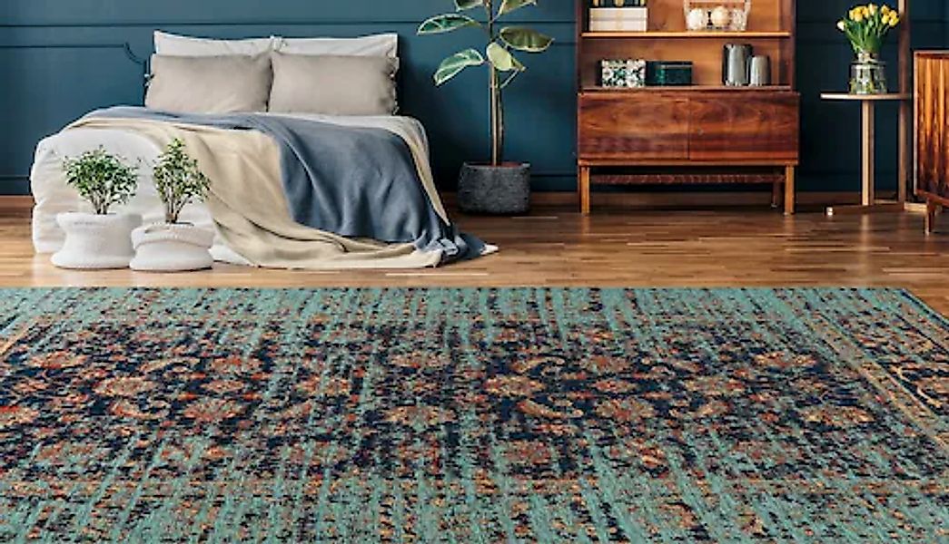 Padiro Teppich »Charme 225«, rechteckig, 5 mm Höhe, Chenille Flachgewebe im günstig online kaufen