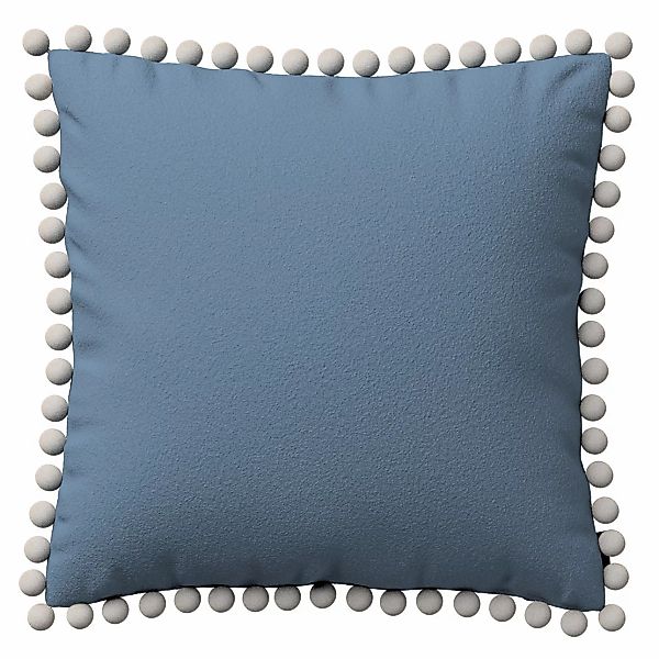 Kissenhülle Wera mit Bommeln, blau, 45 x 45 cm, Bouclé (702-86) günstig online kaufen