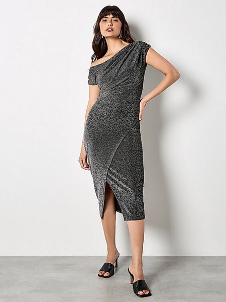 Apricot Partykleid Glitzerkleid in Wickeloptik günstig online kaufen