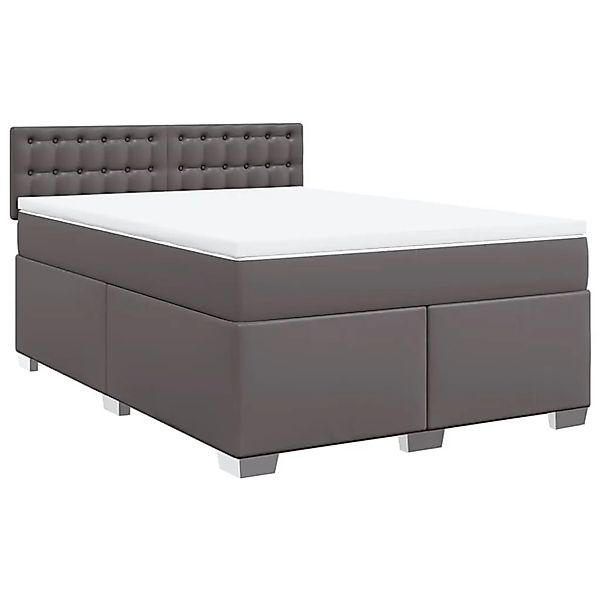 vidaXL Boxspringbett mit Matratze Grau 140x200 cm Kunstleder 3286126 günstig online kaufen