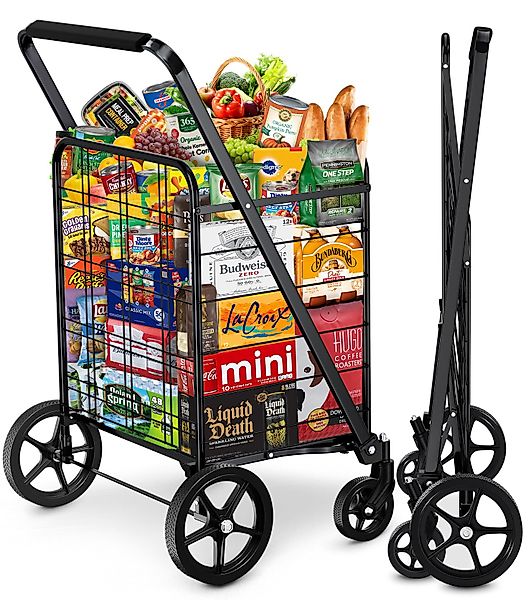POPOLIC Einkaufstrolley Einkaufswagen, verbesserter, dichter Gitterboden, günstig online kaufen