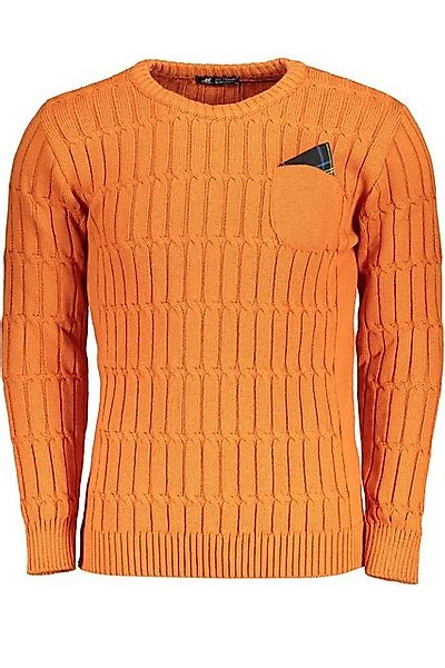 U.S. GRAND POLO Strickpullover Herrenpullover Orange: Zopfmuster, Rundhals, günstig online kaufen