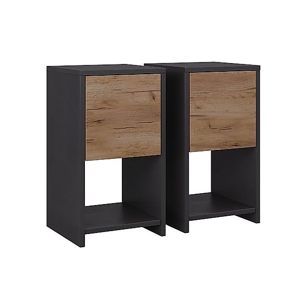 Vicco Nachtschrank Evo, Anthrazit/Goldkraft Eiche, 2er Set günstig online kaufen