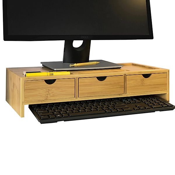 SoBuy Monitorständer mit 3 Schubladen Monitorerhöhung für Schreibtisch 51x1 günstig online kaufen